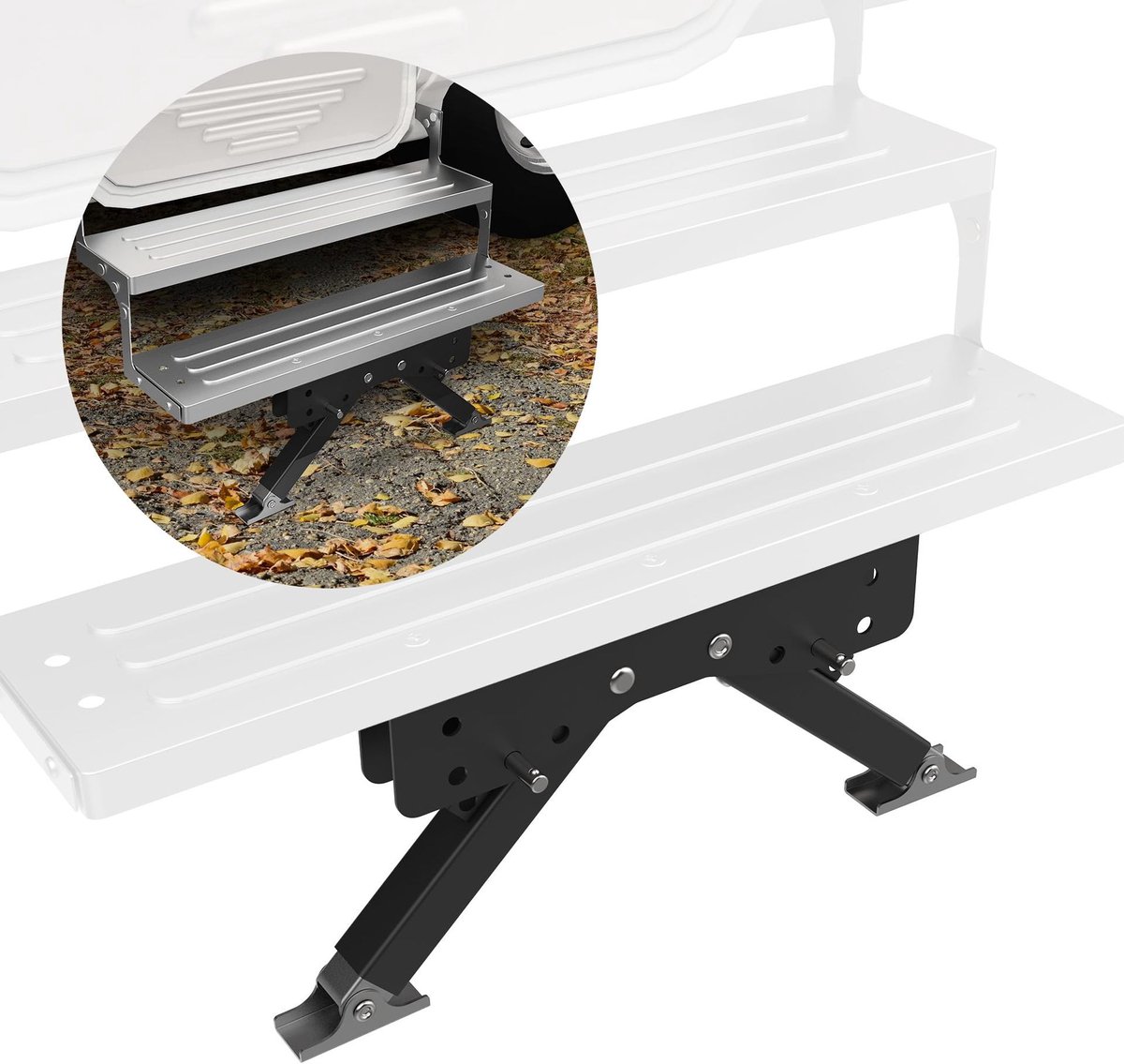 RV Folding Step Stabilizer – Adjustable-Height Step Support Stand – Anti-Wobble Accessory for Camping RV Steps (Height: 2.8–11.4 Inches)