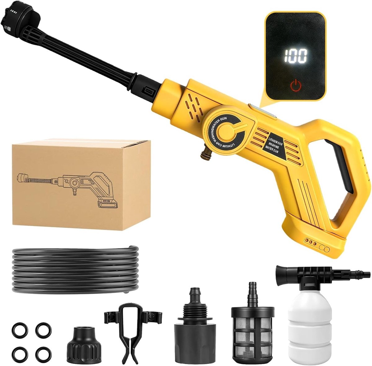 Hogedrukreiniger 80 bar met borstelloze motor, 6-in-1 mondstuk en nylon behuizing, ideaal voor auto, terras en tuin, debiet 6 l/min