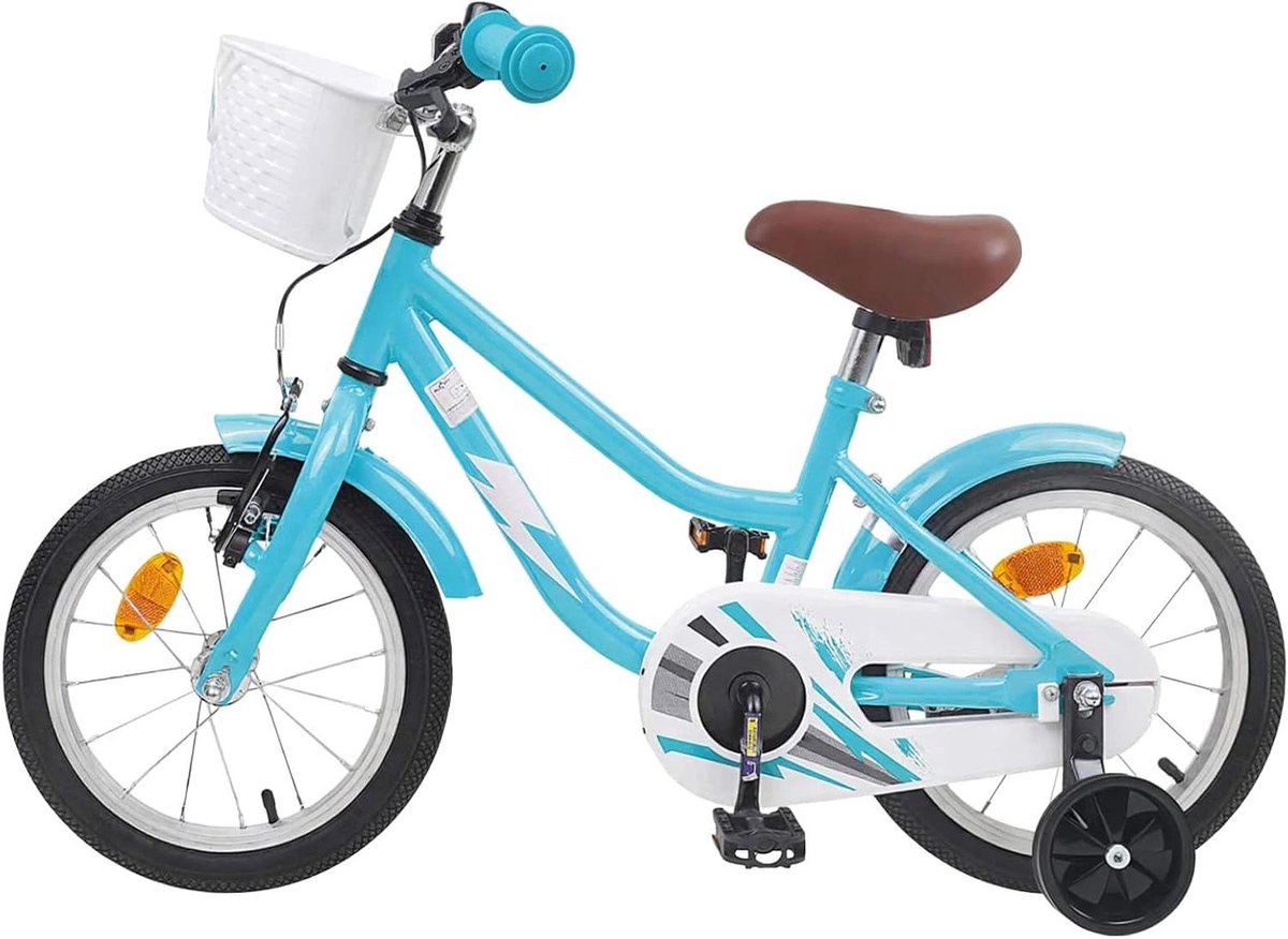 Kinderfiets 16 Inch Klassieke Kinderfiets Veilig Leren Fietsen Verstelbare Handvatten 105-120 cm Hoogte Lichtblauw
