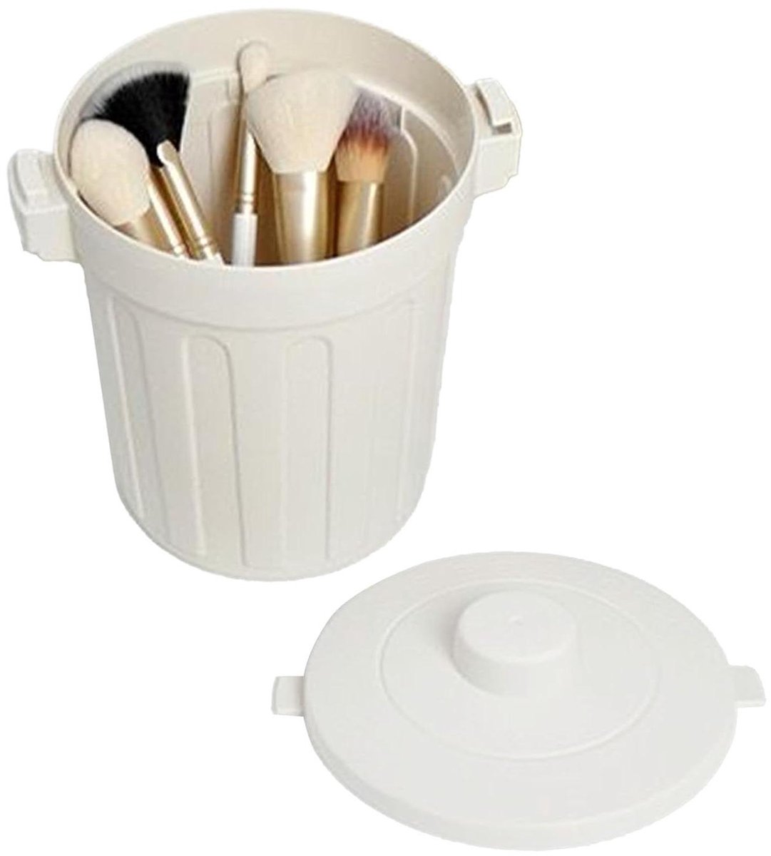 Kleine Prullenbak - Afvalbak Bureau - Werkplek Organiseren - Stabiele Niet-rolbare Basis - 20 x 13 x 13 cm - Wit