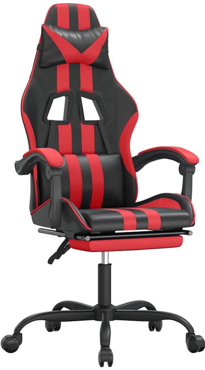 vidaXL Gamestoel - draaibaar - met - voetensteun - kunstleer - zwart - en - rood zwart en rood