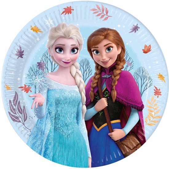 Disney Frozen Borden - 23 cm - 8 stuks - Papieren Borden - Idyllic Wonder - Voor verjaardagen en feestjes - Voor kinderen - Voor meisjes - Blauw