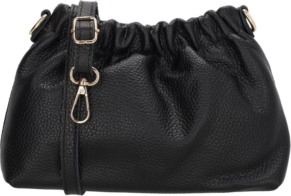 Charm London Vittoria Crossbodytas - Damestas - Schoudertas - Drukknoopsluiting - Verstelbare Schouderband - Afneembare Schouderband - Leren Dames Tas - Zwart