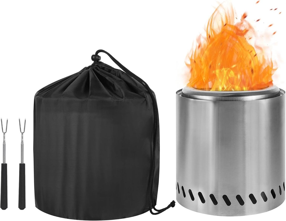 Vuurschaal - Zilver - 22 cm - Roestvrij Staal - Voor Buiten en Camping
