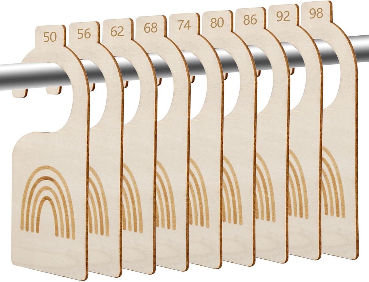 Set van 9 Houten Scheidingswanden voor Babykleding, Kledingkast Organizers en Opbergoplossingen