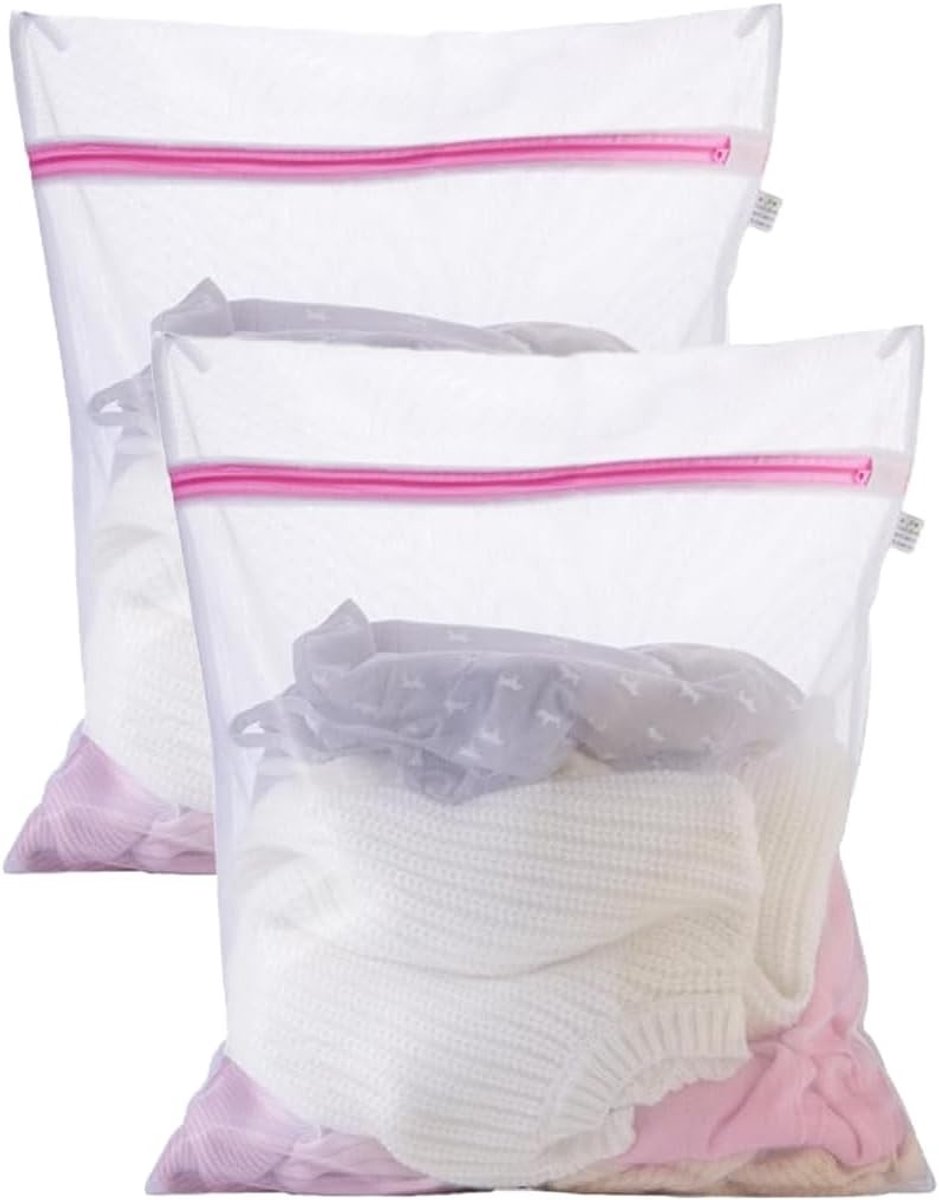Set van 2 Wasnetten voor Wasmachine - Grote Waszakken 50 x 60 cm - Duurzame Waszak met Rits voor Thuis en Reizen, Perfect voor Delicate Kleding en Ondergoed
