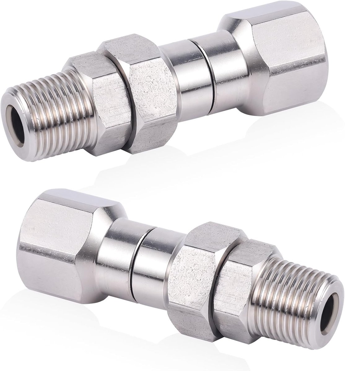 Hoogwaardige 360° Kink-vrije Draaiadapter voor Hogedrukreiniger, 2 Stuks, RVS, 4500 PSI, Slang en Pistool Accessoires