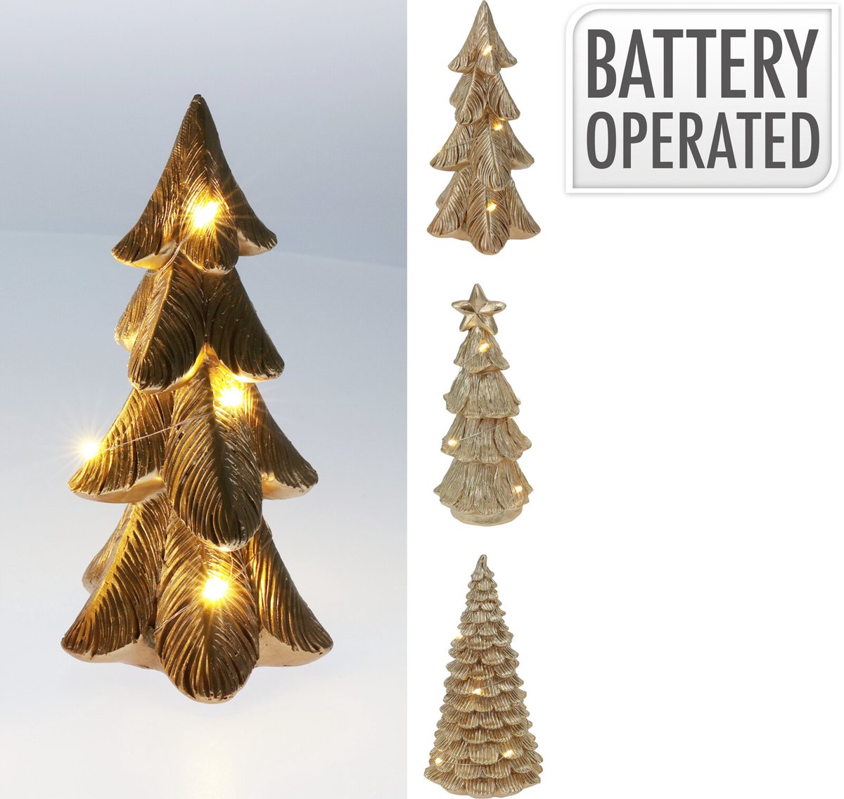 Kerstboom LED goud 16cm decoratie - sfeervolle kerstverlichting.
