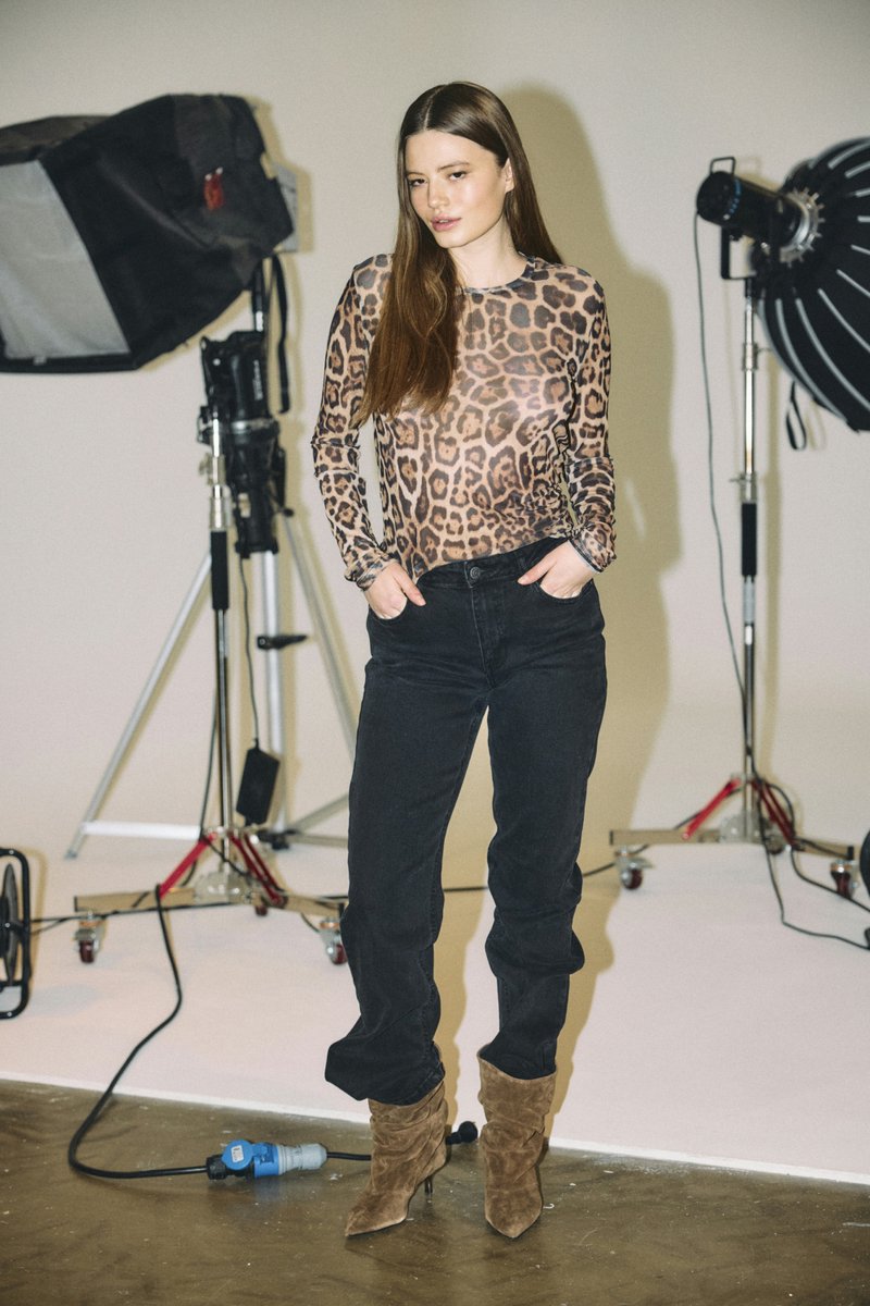 Noisy may Top Nmjudith L/s Mesh Top Bg Noos 27023338 Black/natural Leo Dames Maat - M