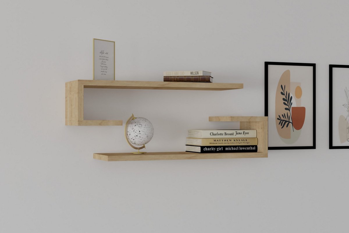 Skye Decor , Wandplank, Eldo Sapphire Oak, Gemelamineerde spaanplaat, Saffier eiken, 60 x 19,6 x 15 cm Saffier Eikenhout