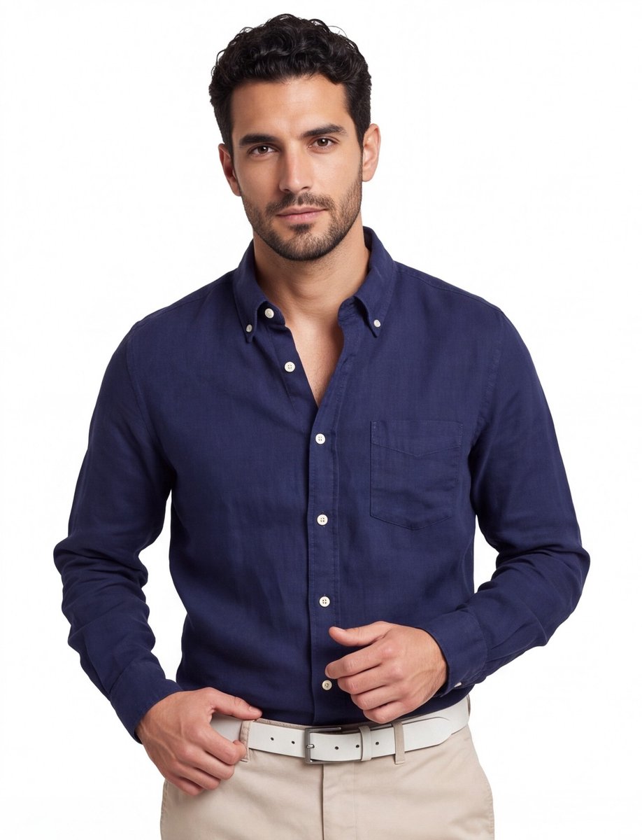 Gant casual overhemd donkerblauw