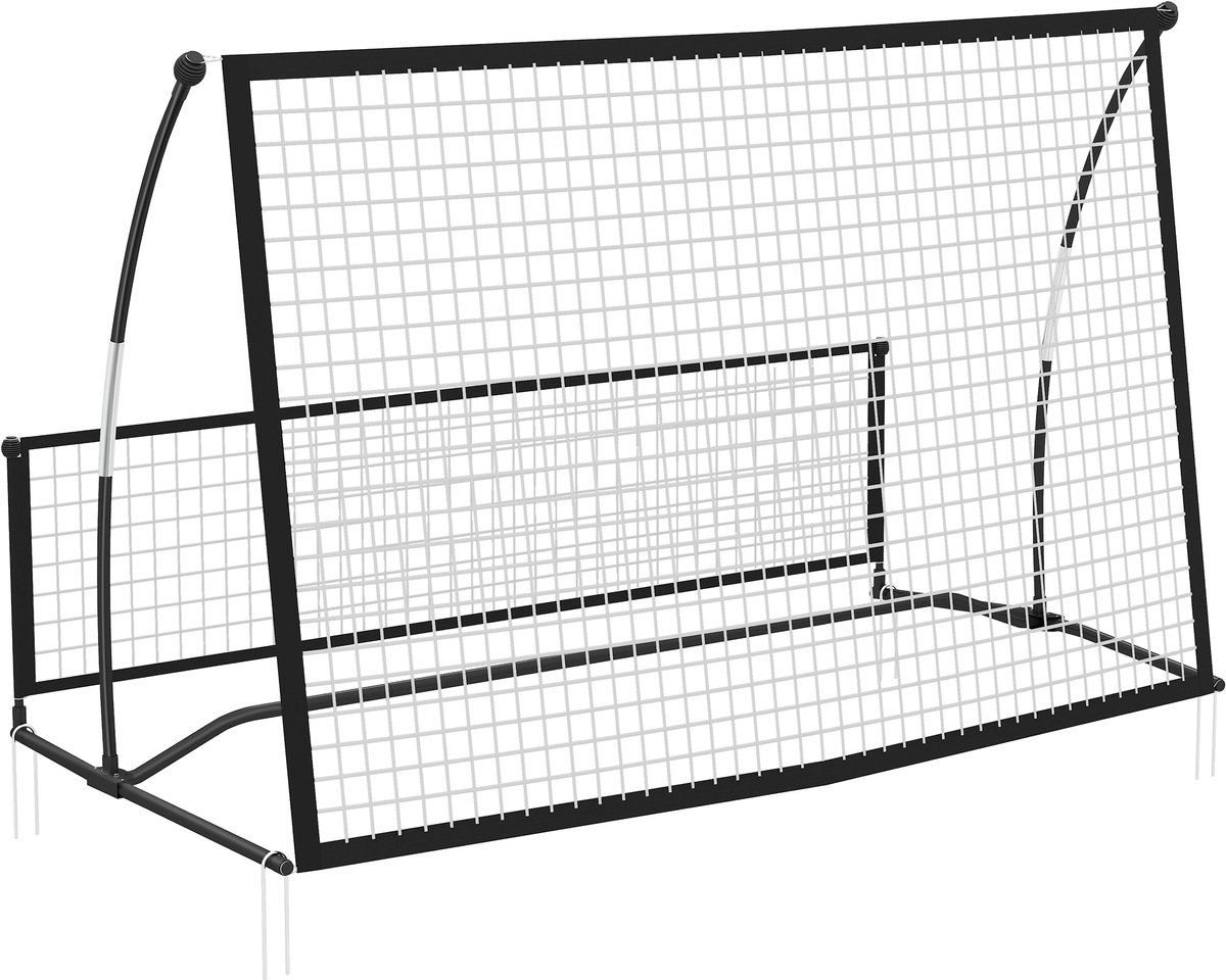 SPORTNOW Voetbal Rebound-net-Metaal, Glasvezel-200L x 94B x 122H cm-Zwart
