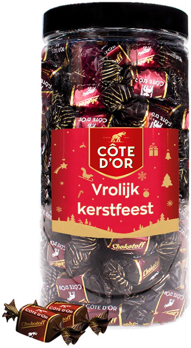 Côte d'Or Chokotoff "Vrolijk Kerstfeest" - chocolade kerstcadeau - pure chocolade met toffee - 800g