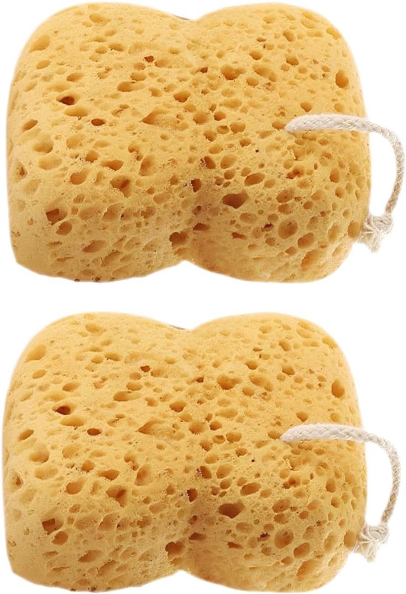 TEHJAM Tweedelige Douchespons,Natuurlijke Badspons,Damesspons,Heren badspons exfoliërend diepreiniger ultrazacht (Geel) - ShopVlot