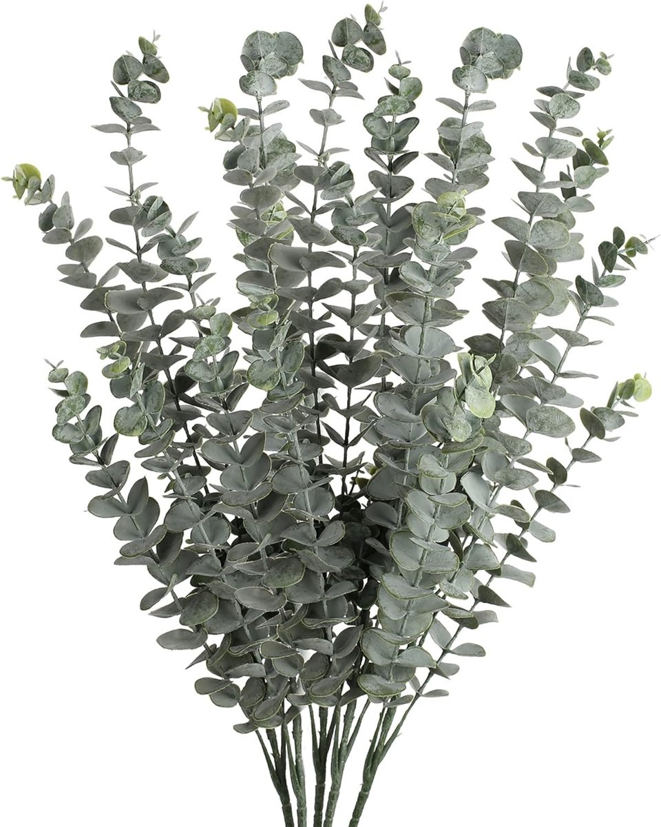 Set van 5 Kunstmatige Eucalyptus Planten met 3 Takken - Droogbloemen voor Thuisdecoratie, 74 cm Hoog, Ideaal voor Interieur en Bloemstukken