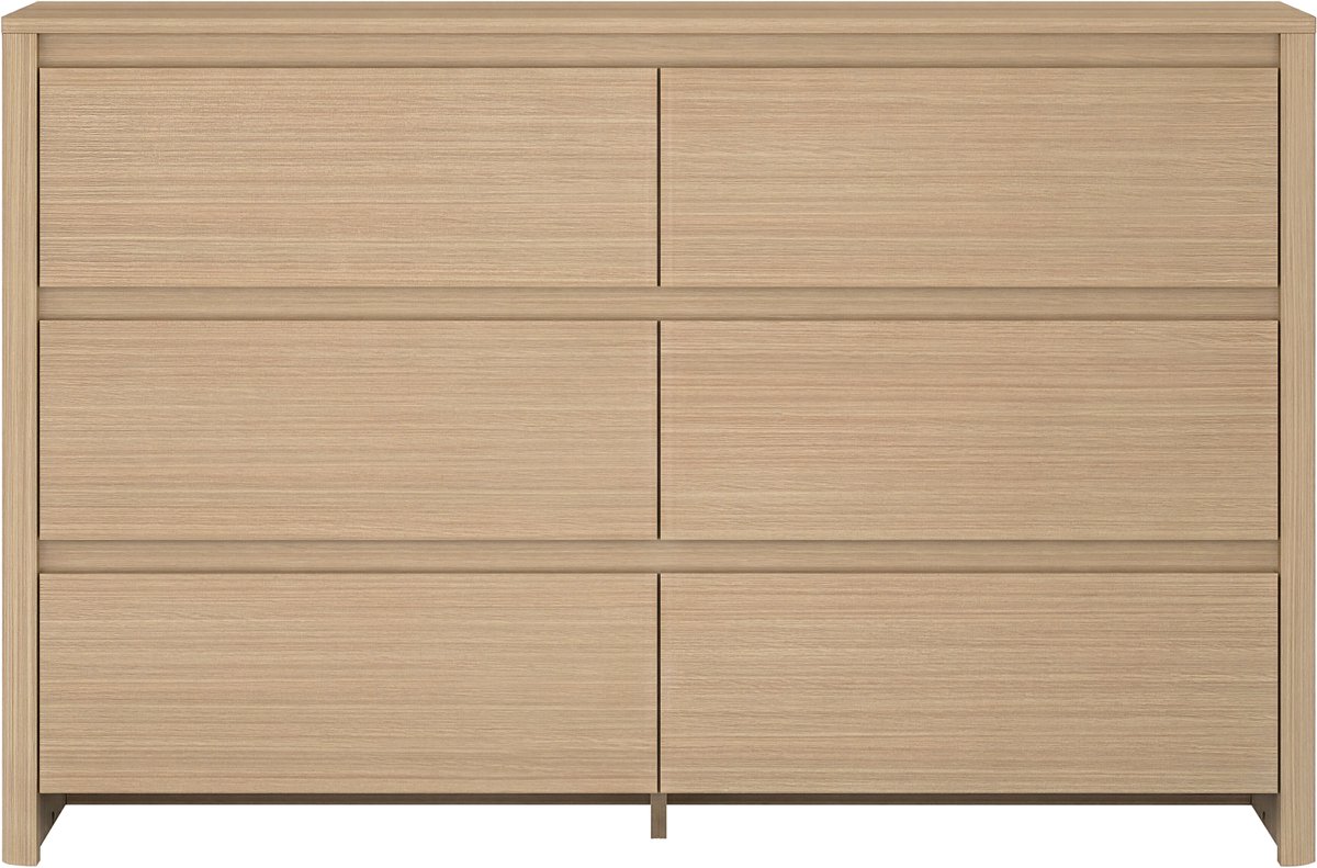 Ladekast Takranmaa commode met 6 lades 77x120x39 cm eikenkleurig [en.casa]