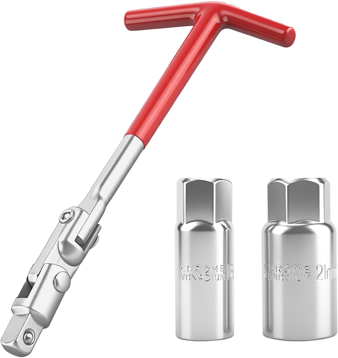 Zündkerzenschlüssel set met 16 mm en 21 mm doppen, T-vormig en draaibaar