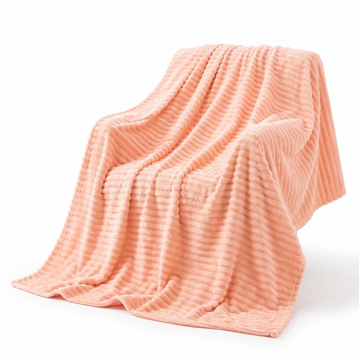Cheqo® Fleece Deken - Plaid - Fleece Plaid met Ribstof - Woondeken - Knuffeldeken - Bankdeken - Plaid voor Bank - Grand Foulard - Sprei - Heerlijk Zacht en Warm - Oranje Plaid - Deken voor Bed en voor Woonkamer - Fleece Blanket