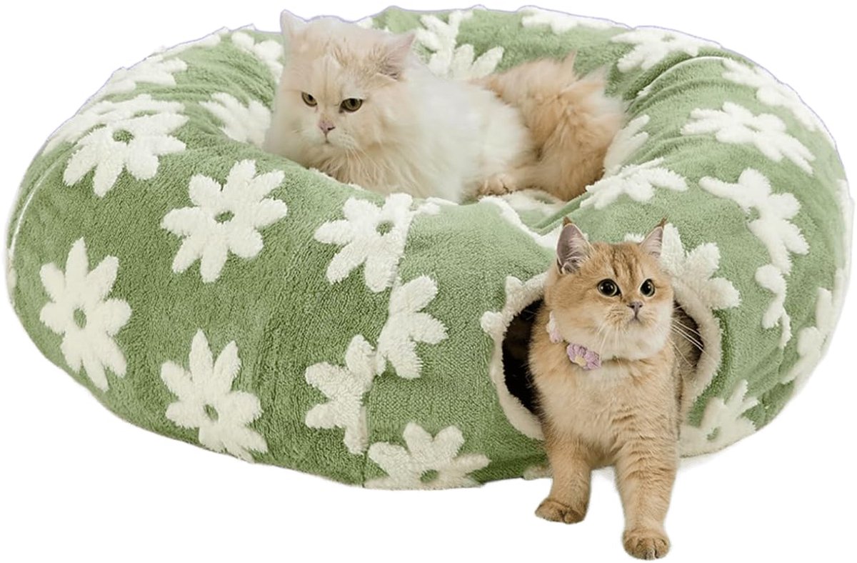 Famanu – Kattenspeelgoed, opvouwbare kattentunnel en bunny-tunnel voor kittens, puppy’s, konijnen en kleine honden, groen