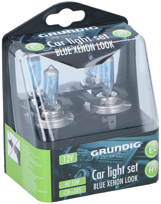 Grundig H7 autolampen set, blauw xenonlook, 12V, 55W.