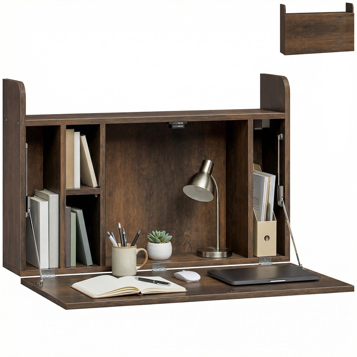 HOMCOM - Wandbureau - Spaanplaat - 77x20x51cm - Bruin