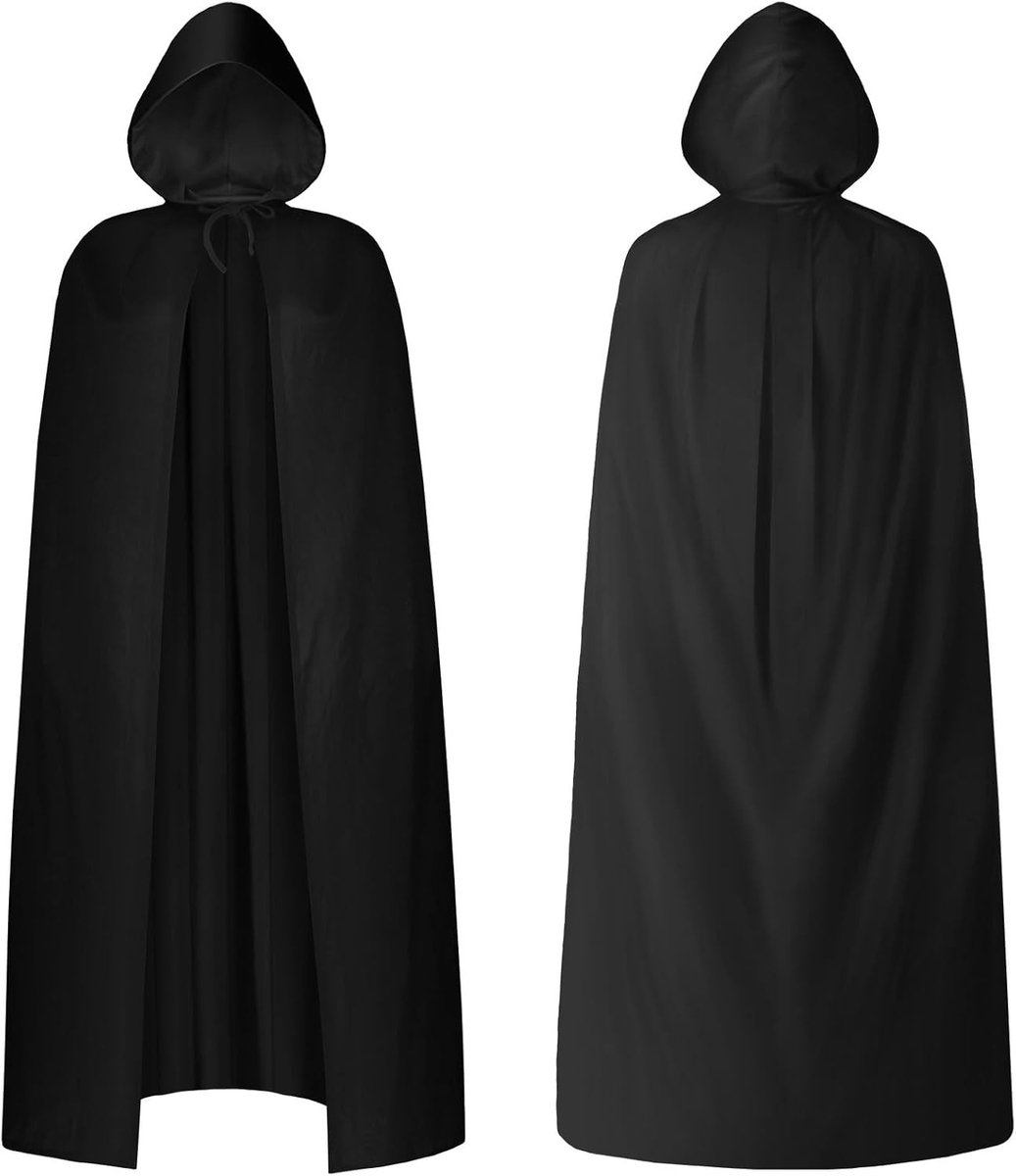 Zwarte Cape met Kap voor Vampier Kostuum voor Halloween, Carnaval en Verjaardagsfeesten