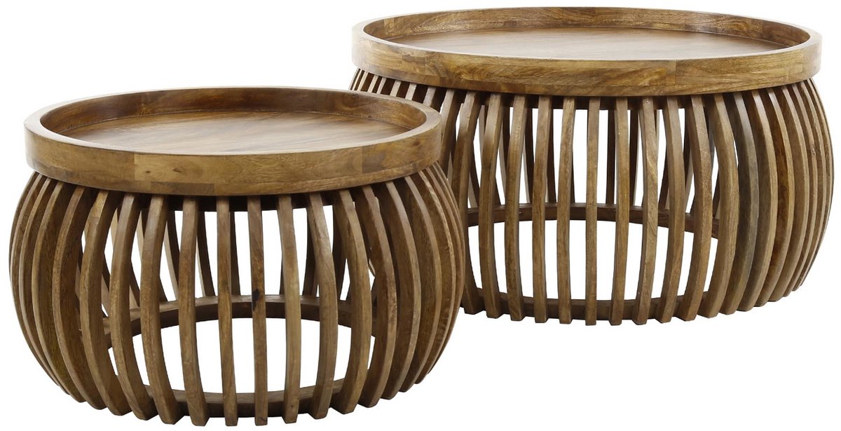 Giga Meubel Salontafel Tweak Curve - Hout - Set van 2 - Ø80x65x40cm
