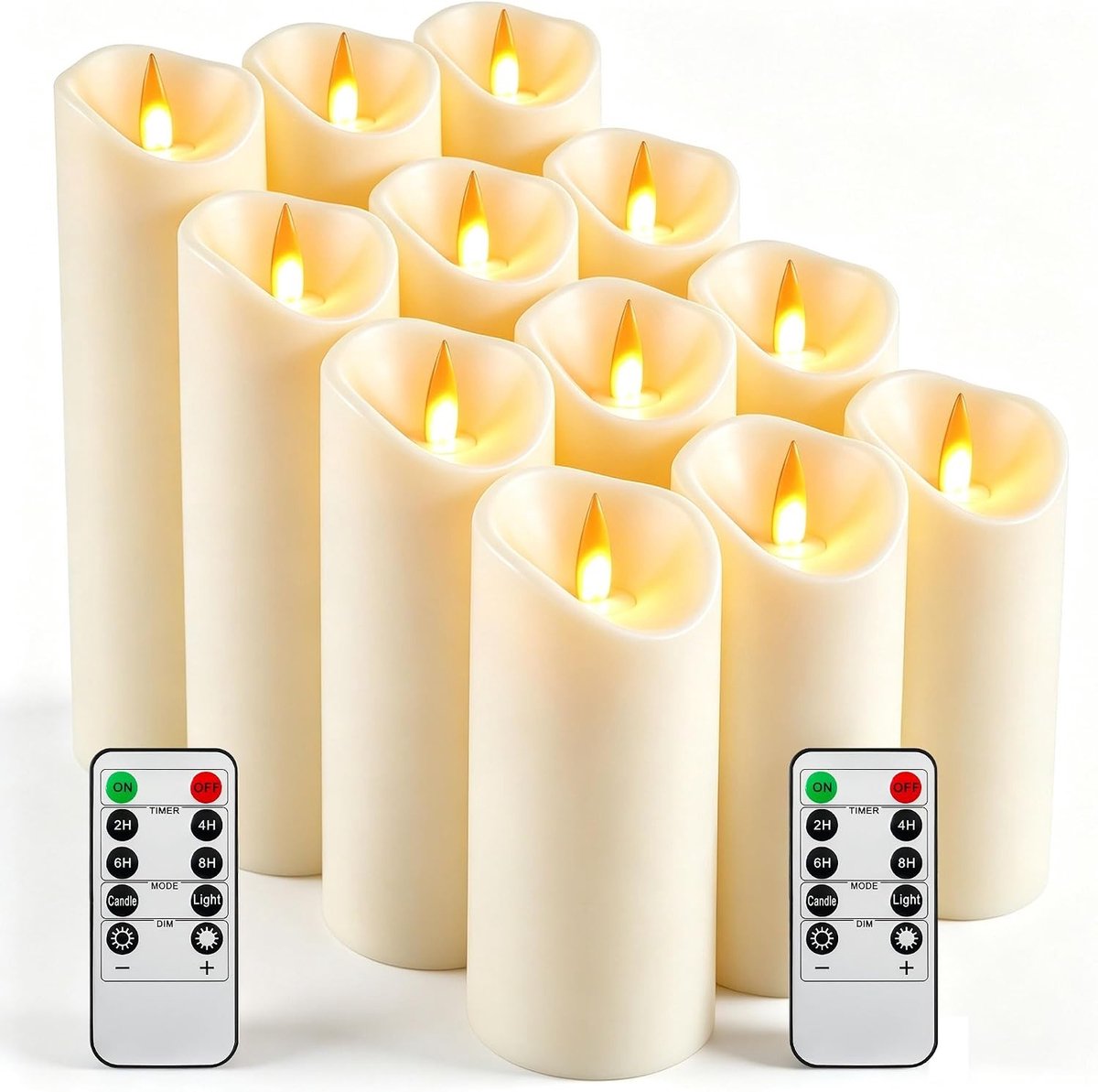 Ledkaarsen Set - Ivoor - 12 stuks - Hittebestendig ABS met Realistische Vlammensimulatie - Voor Binnen en Buiten
