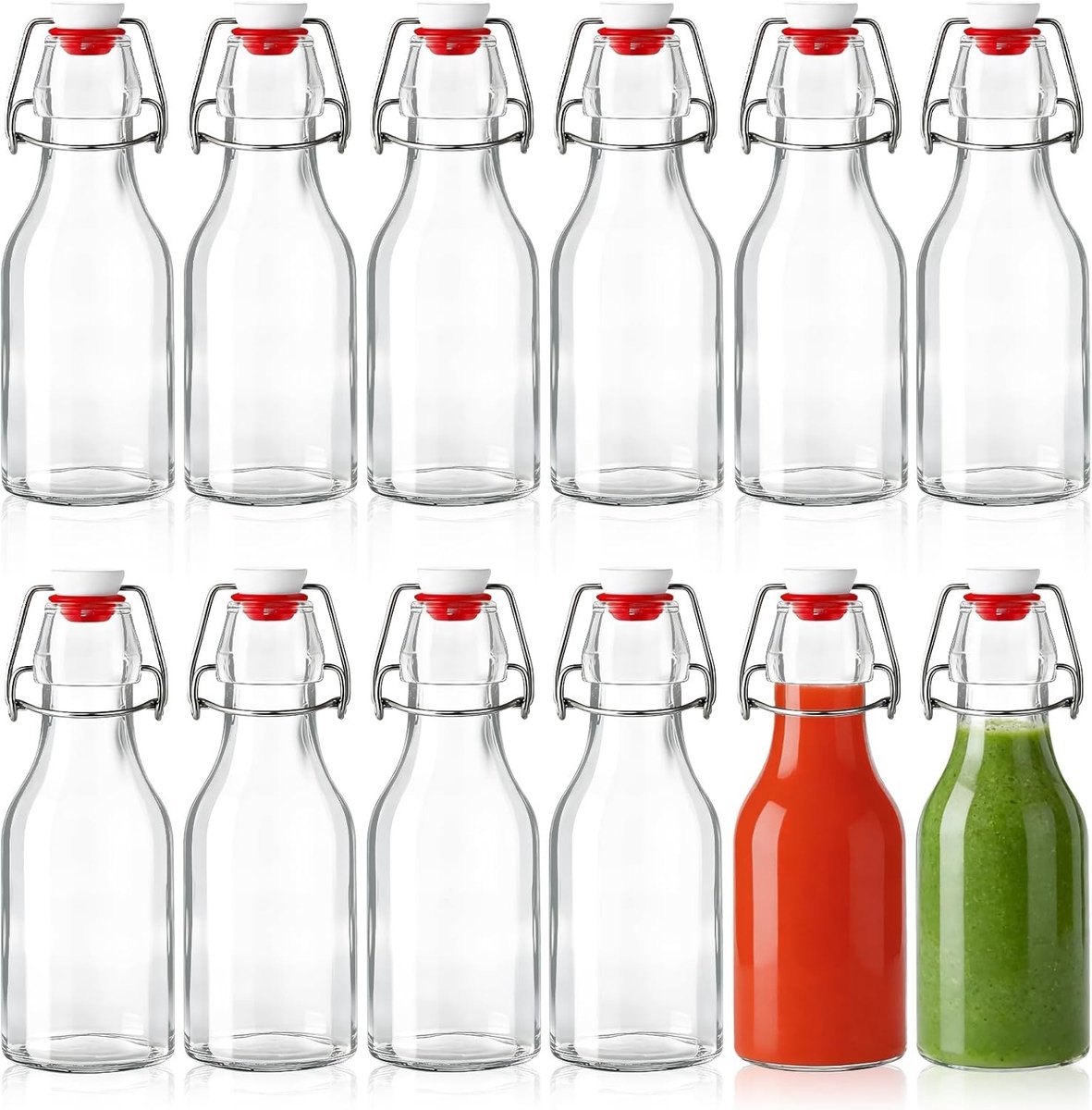 Glazen flessen met Beugelsluiting - Transparant - 29,80 × 23,00 × 15,50 cm - Herbruikbare Flessen voor Eetolie en Likeur