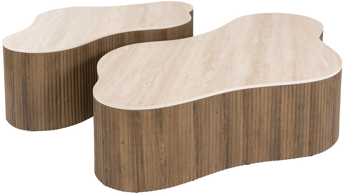 Giga Living Salontafel Ceramo Grande - Organisch Travertin - Set Van 2