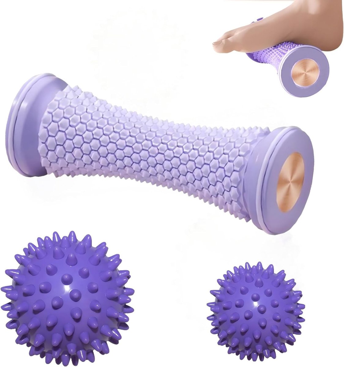 Massageballen voor voetmassage - Draagbare rubberen massageroller voor verlichting van plantaire fasciitis, voetboog- en hielpijn, 3 stuks