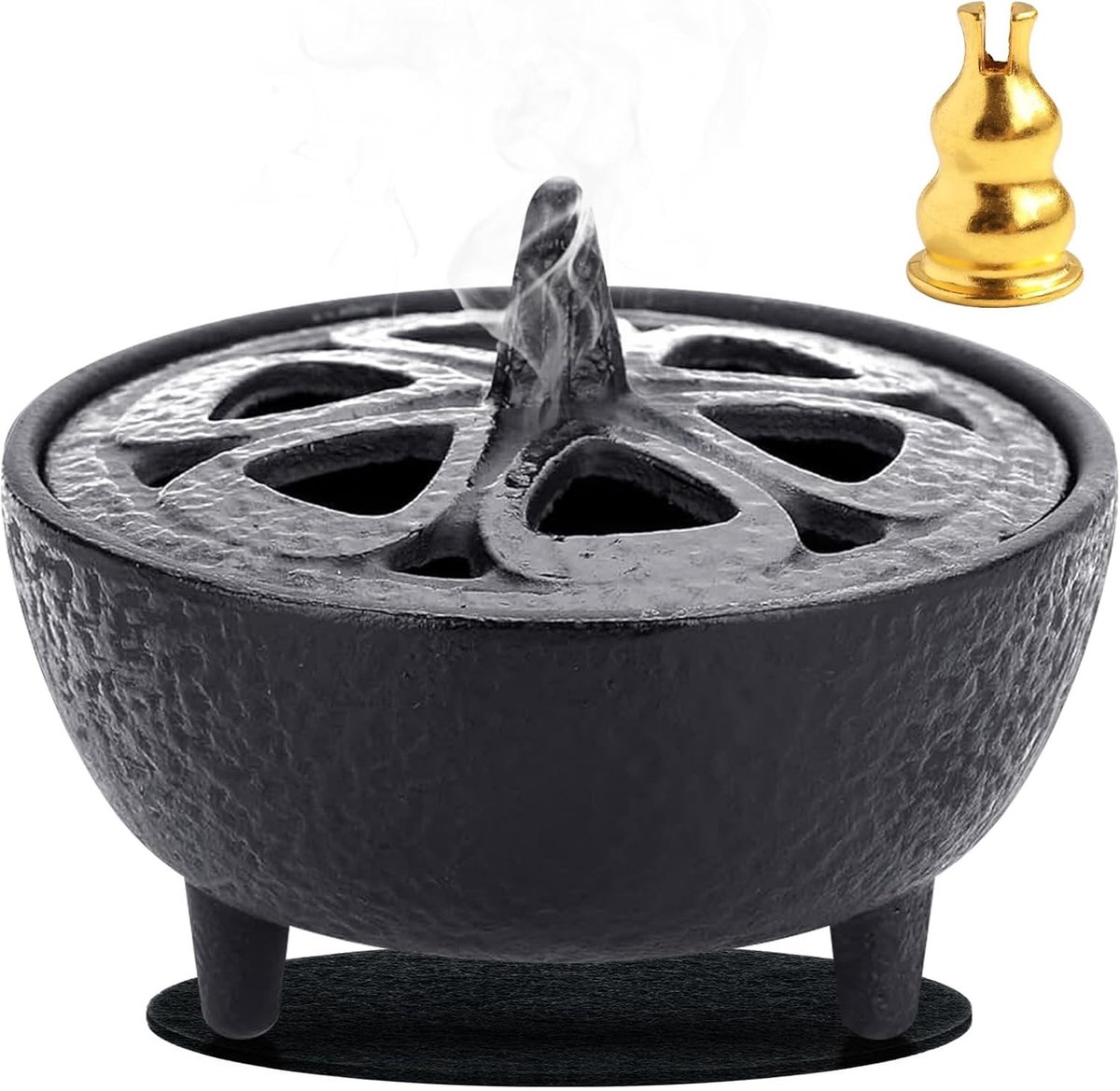 Traditionele Lotusvormige Wierookbrander van Gietijzer voor Aromatherapie en Zen Decoratie in Kantoor, Yoga, Slaapkamer en Woonkamer