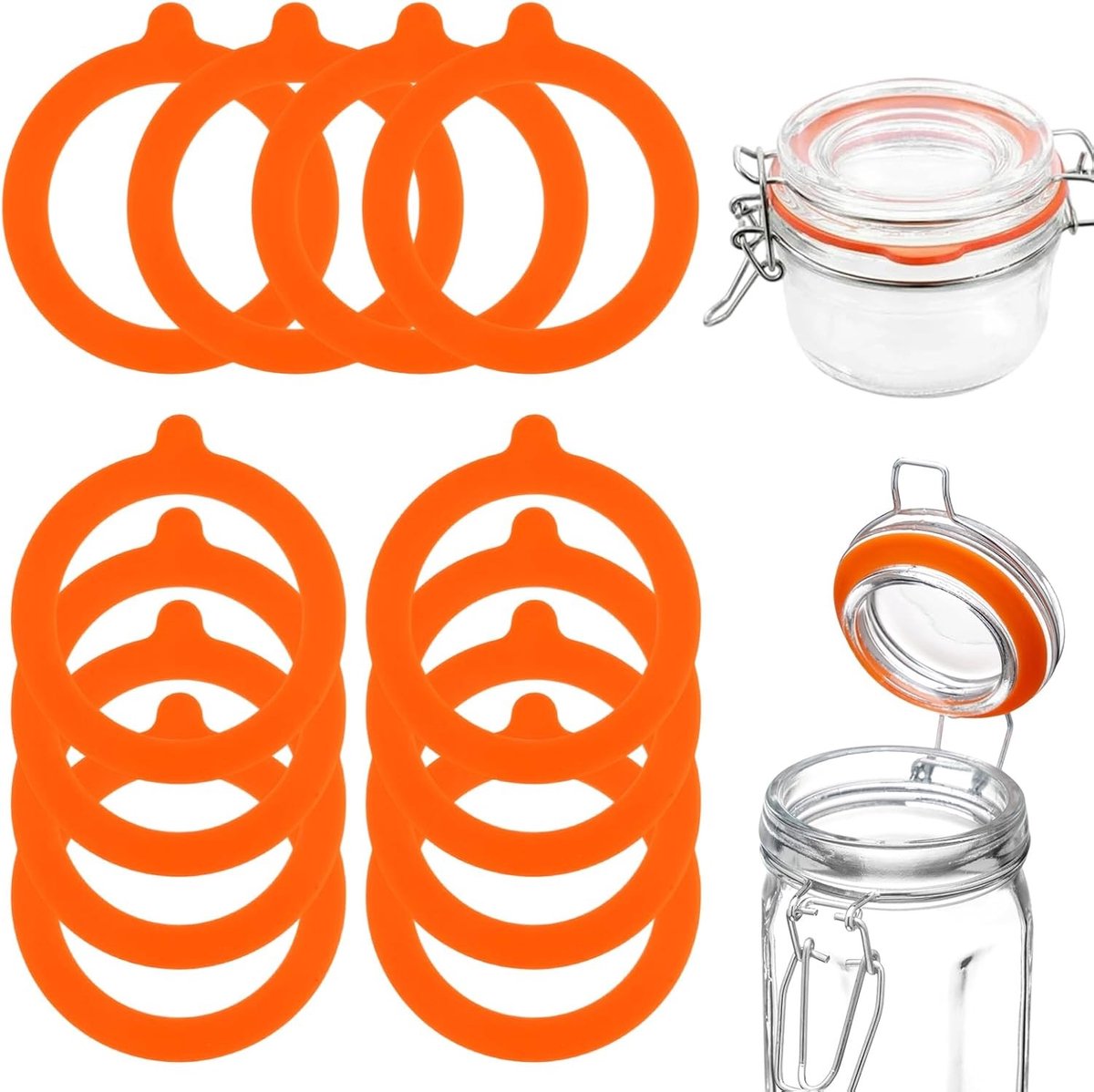 Set van 12 Herbruikbare Siliconen Rubber Ringen voor Inmaakpotten, Lekvrije Glasafdichtingen, Vervangende Rubber Ringen, 95 x 70 mm, Ideaal voor Inmaken en Bewaren