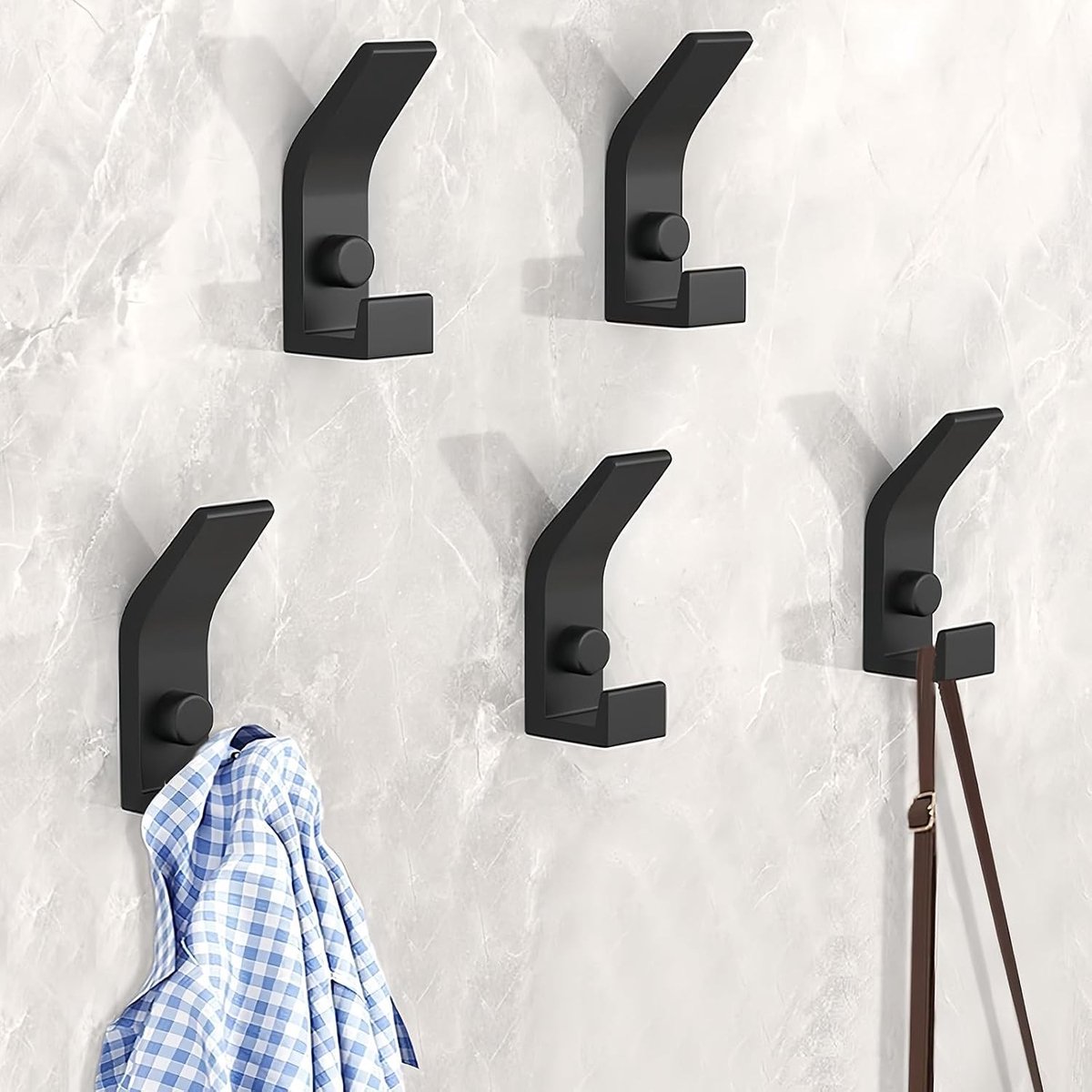 Kapstokhaken Akoustisch Paneel - Zwart - 7 x 3 x 2 cm - Stevige dubbele wandhaken - Voor Kleding en Handdoeken