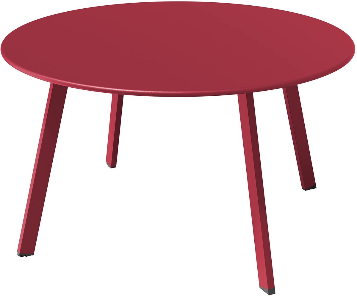 Famanu – Ronde salontafel bijzettafel voor buiten, 70 cm x 70 cm, lichtgewicht bijzettafel voor tuin, terras, woonkamer, kantoor en balkon, rood