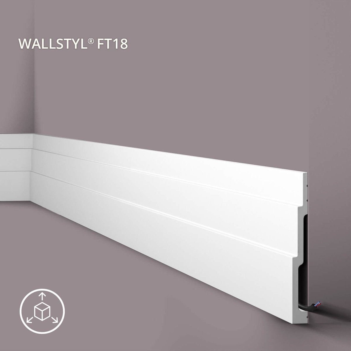 Plint NMC FT18 WALLSTYL Noel Marquet Vloerlijst Kroonlijst Plafondlijst Lijstwerk Sierlijst modern design wit 2 m