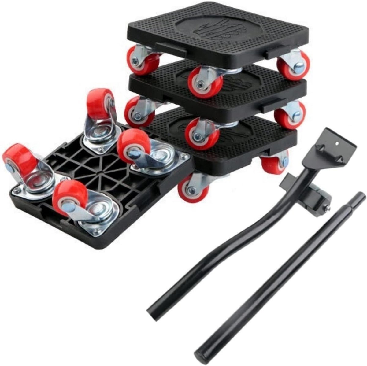 Zware Meubelverhuizer Dolly Set - Zwart/Rood - 11,02 x 11,02 x 4,52 cm - Meubelverhuizerset met Lifter en 360° Rotatie - Voor Zware Meubels