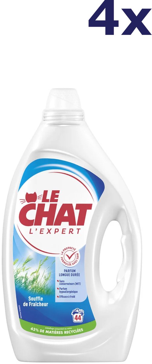 4x Le chat hc Liquid - 44sc1,98L - Souffle de Fraicheur Wasmiddel