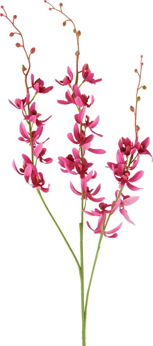 Easyplants | Kunstbloem Cymbidium 95 cm bordeaux | Zijde | Nepbloemen | bordeaux | Onderhoudsvrij | Kant-en-klaar
