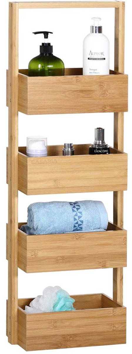 Famanu – Bamboe badkamerrek van 88x16x28cm, ideaal voor het organiseren van badkameraccessoires