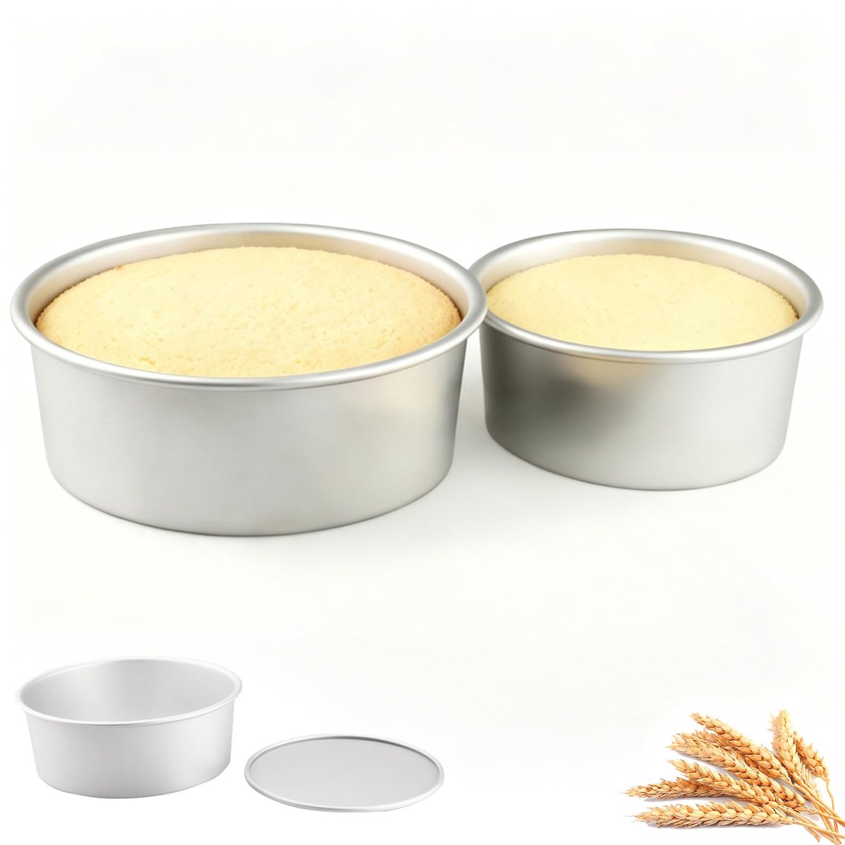 Famanu – Set ronde taartvormen van geanodiseerd aluminium in 20/25 cm, met afneembare bodemplaat voor taarten, kaascake en muffins