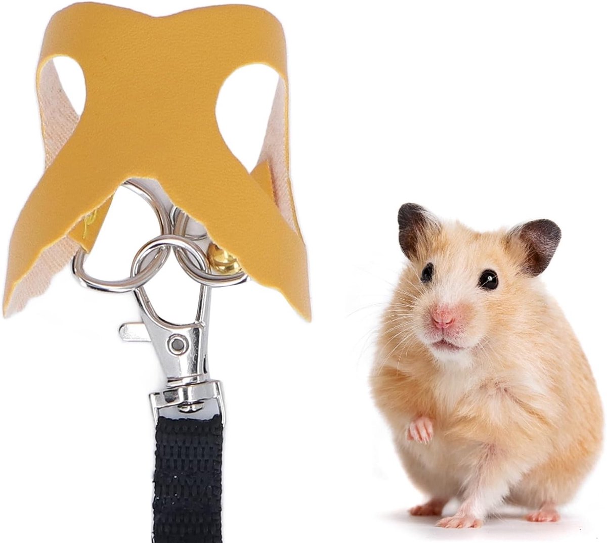 Harnas en Leash Set voor Hamsters, Zacht Faux Leer, Ideaal voor Buitenwandelen en Avonturen met Ratten, Inclusief Belletjes en Comfortabele Vest