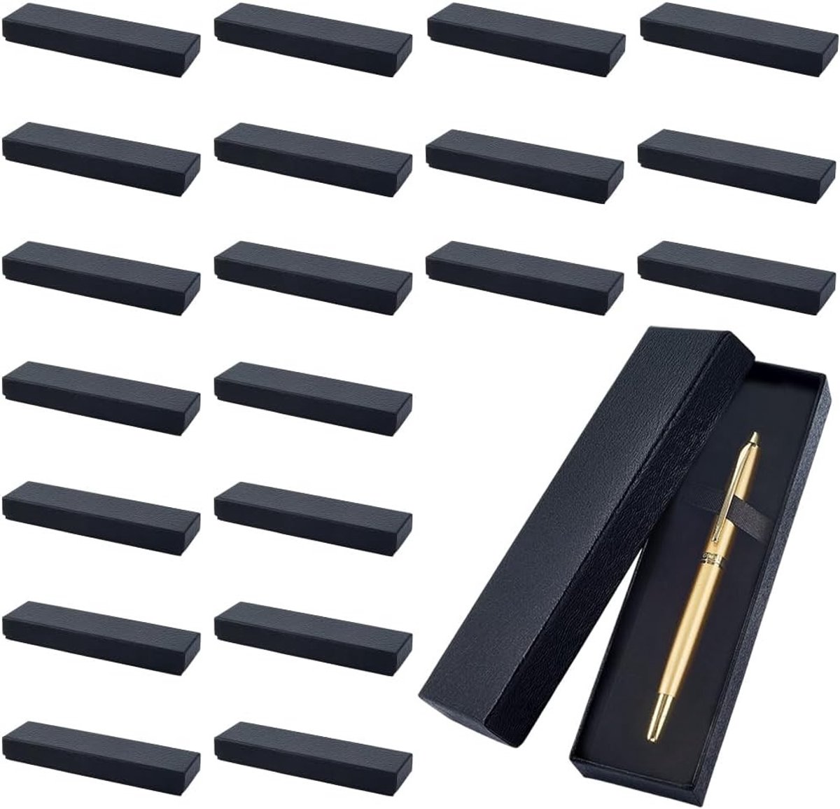 Lege geschenkdoos voor pennen, 20 stuks, zwart, ideaal voor zakelijke evenementen, bruiloften en kantoorbenodigdheden, 18 x 5,2 x 2,4 cm