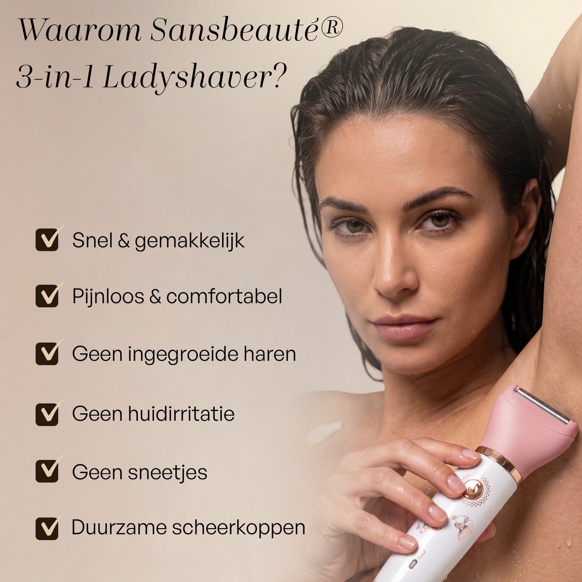 3-in-1 Ladyshave Gezicht - Oksels - Benen - Bikinilijn - Sansbeauté® - Scheerapparaat Vrouw - Ontharingsapparaat - Gezichtsontharing Dames - Trimmer Vrouw Intiem - Ladyshaves Bikini - USB Oplaadbaar thumbnail 6