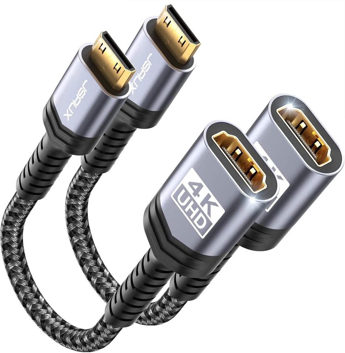 Mini HDMI naar HDMI Adapter 2-Pack - 4K 60Hz, HDR, 3D, 18Gbps voor TV en Beamer