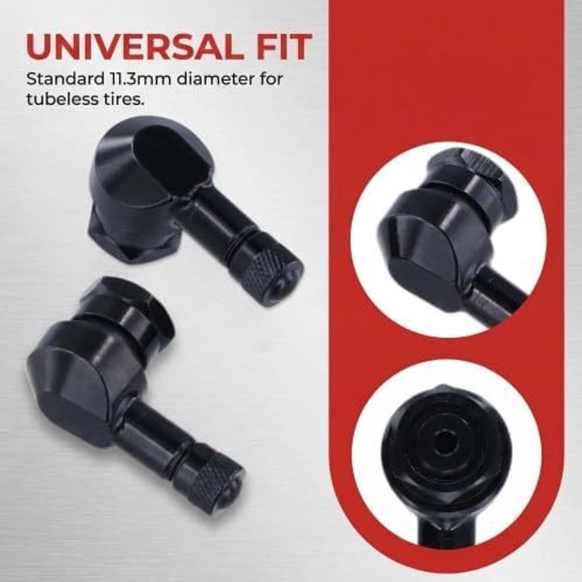 Set van 2 Motorfiets Hoekventielen 90° - 1 cm, CNC Aluminium, Rubberafdichting, Lekvrij en Geschikt voor Velgen en Ventielverlenging
