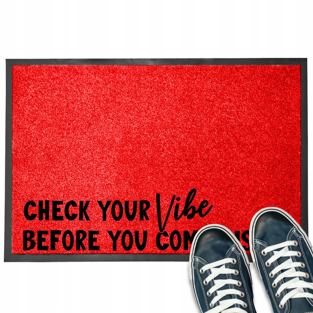 Rode Deurmat 40x60 cm 'Check Your Vibe' - Stijlvolle Entree