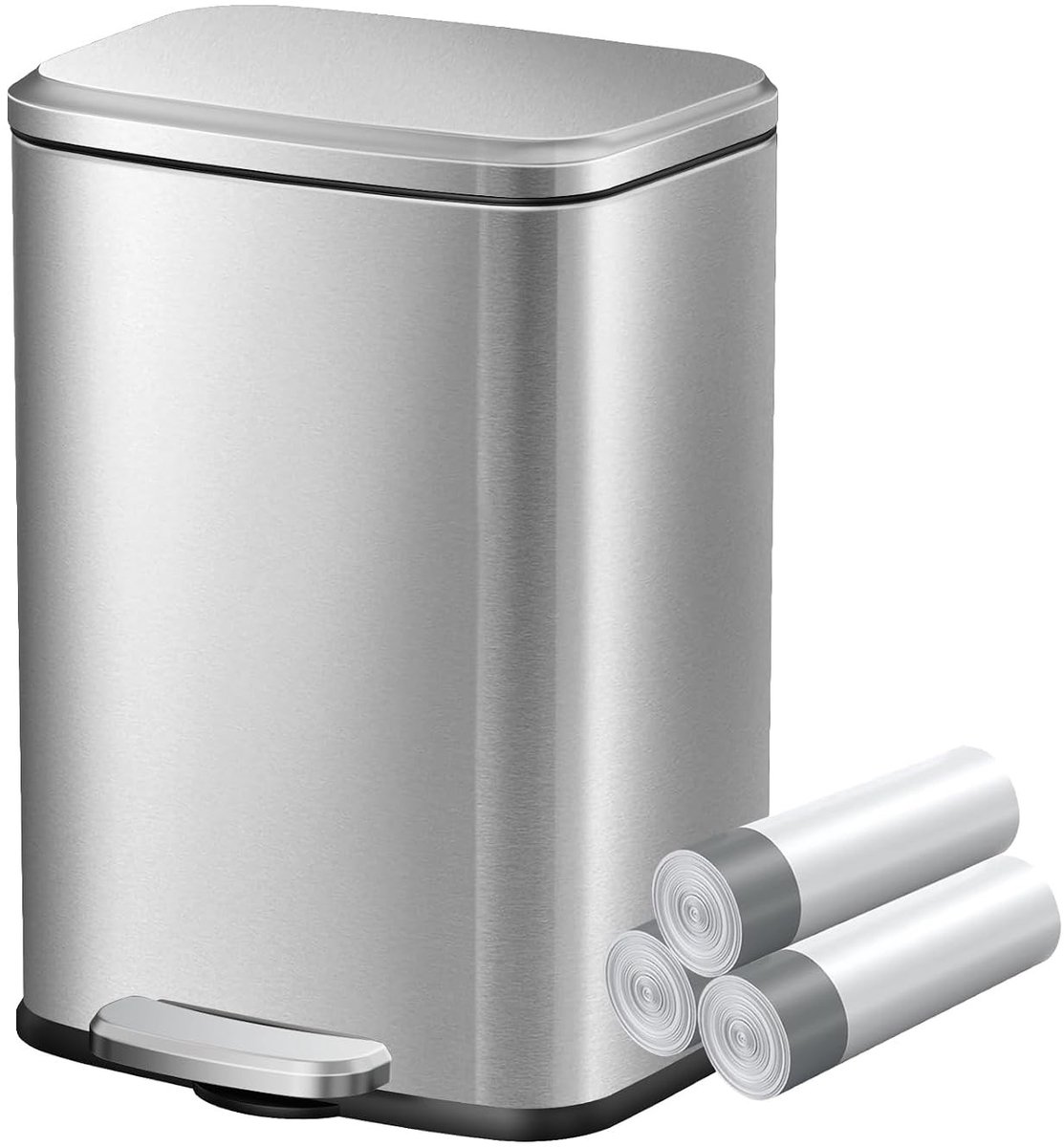 Kleine Vuilnisemmer - Zilver - 6 liter - Roestvrij Staal met Softclose Mechanisme - Voor Badkamer en Kantoor
