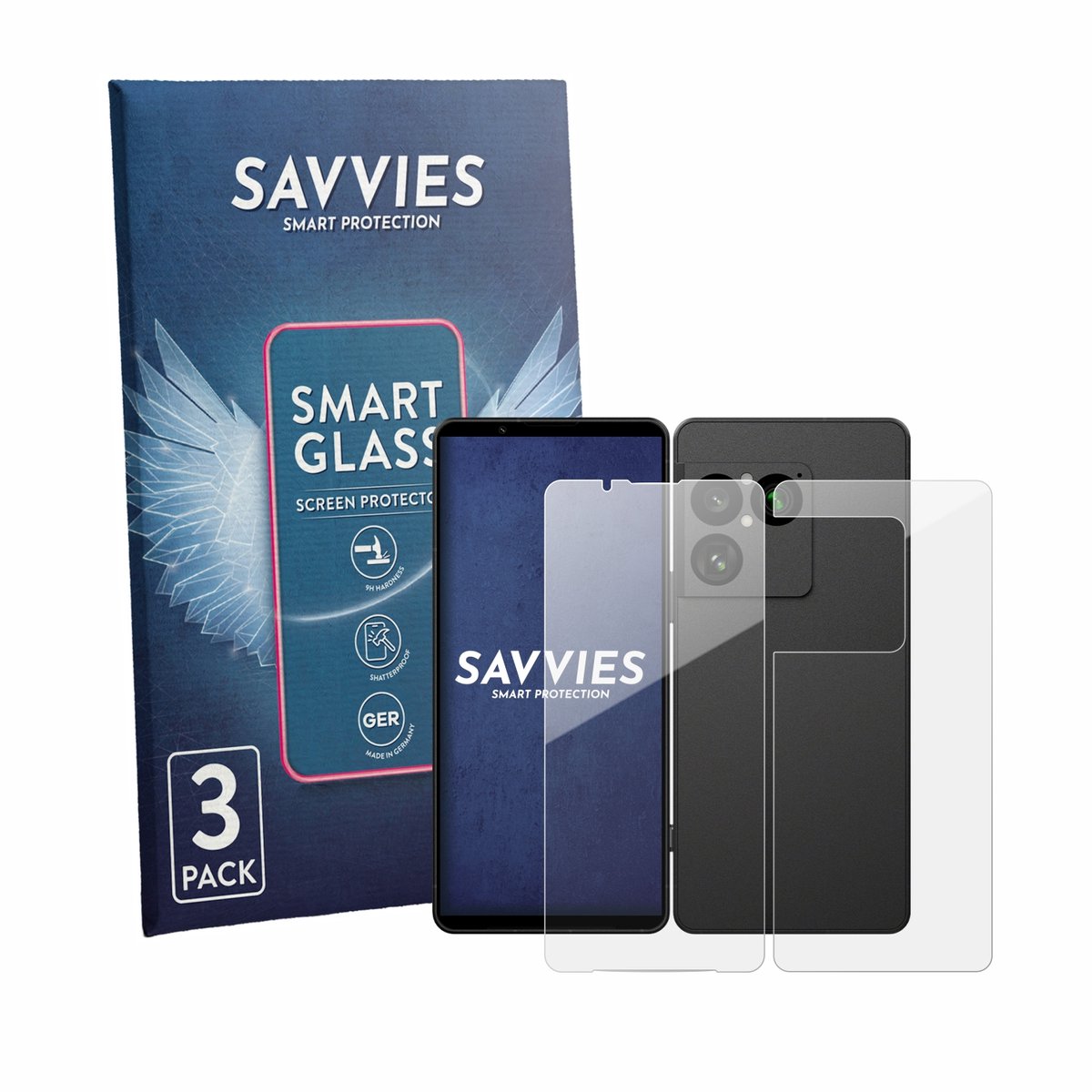 3 Stuks Savvies Screenprotector - geschikt voor Sony Xperia 1 VIII (Voor+Achter) - beschermfolie glas transparant