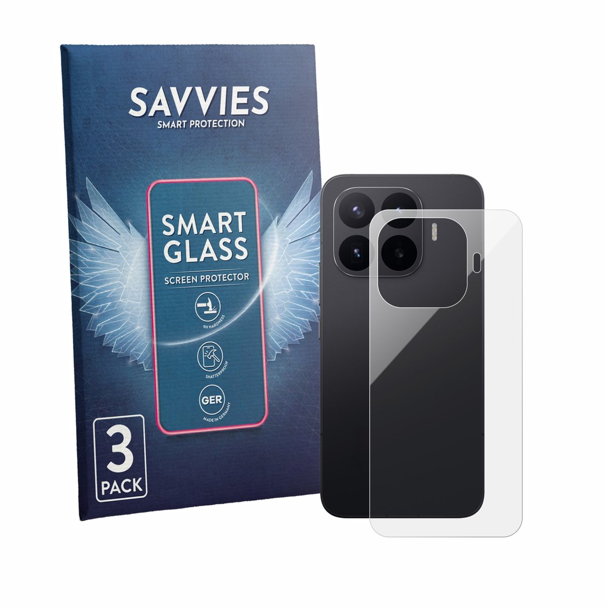 3 Stuks Savvies Screenprotector - geschikt voor Xiaomi 17T Pro (Achterkant) - beschermfolie glas transparant